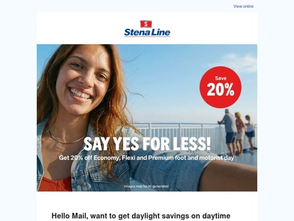 Roll on board for 20% less and head to Holland with Stena Line