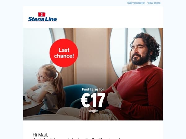 Last Chance! - Foot fares for €17 single!