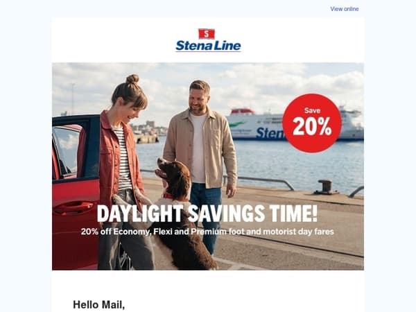 Save 20% on summertime road trips to Holland with Stena Line