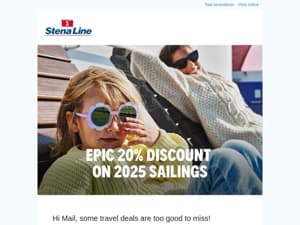 Don't forget your offer! Sail to England for less in 2025!