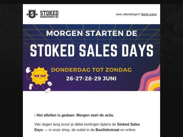 Morgen starten de Stoked Sales Days – tot -70%! 🧨