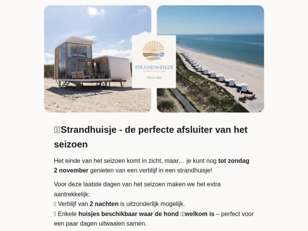 🍂 🐚 Strandhuisje laatste kans dit seizoen