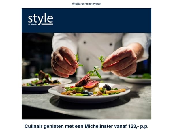 Proef het goede leven...  Michelin arrangement met overnachting