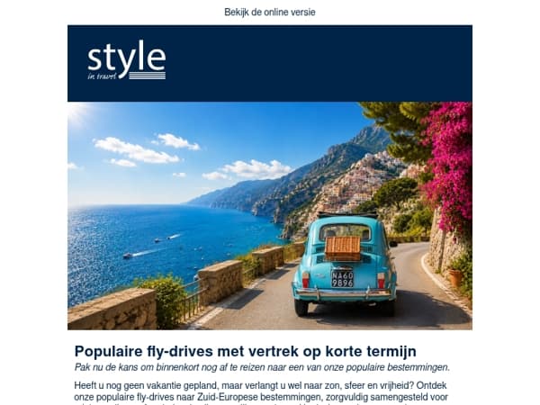Populaire fly-drives met vertrek op korte termijn