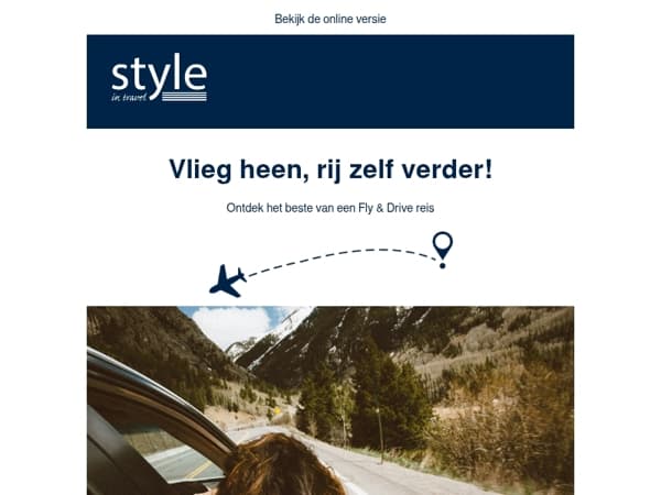 Vlieg heen, rij zelf verder!