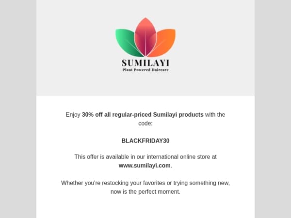 30% off all Sumilayi favorites 💛