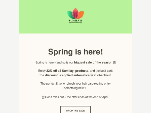 🌸 Spring Sale is Here – Get 22% Off Everything!