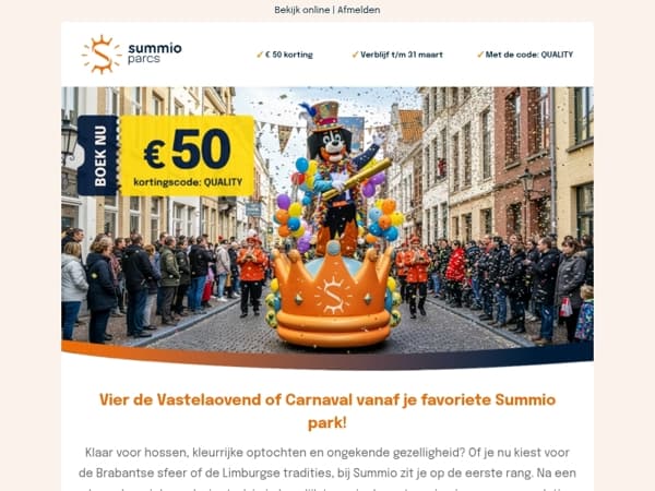 Alaaf! Nu € 50 korting op jouw carnavalsverblijf 🎭