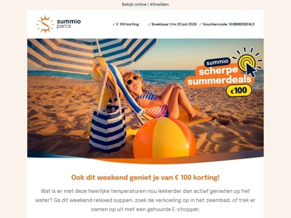 Ook dit weekend geniet je van € 100 korting! ☀️
