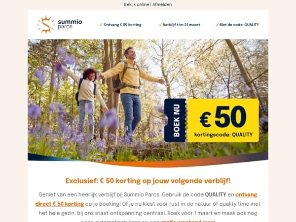 € 50 korting op je boeking! 💸 