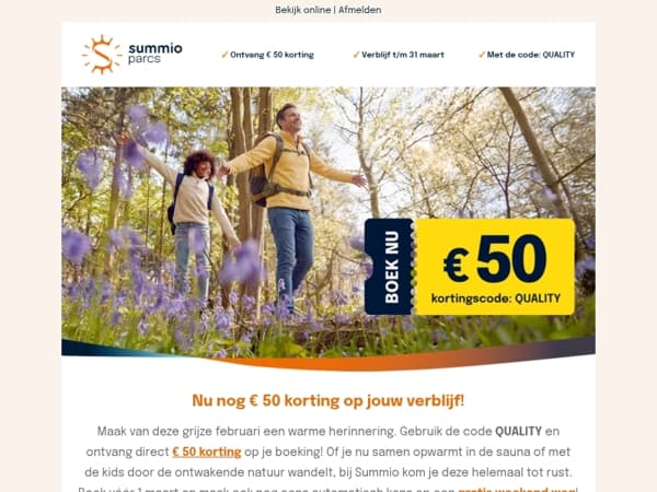 Profiteer nú: € 50 korting + kans op een gratis verblijf
