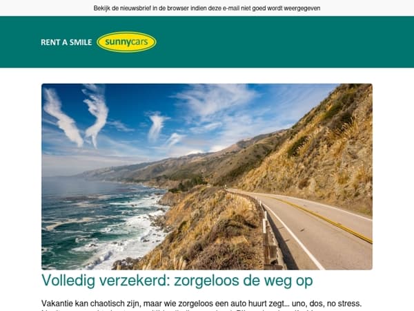 Zorgeloos onderweg in een huurauto van Sunny Cars 🛻