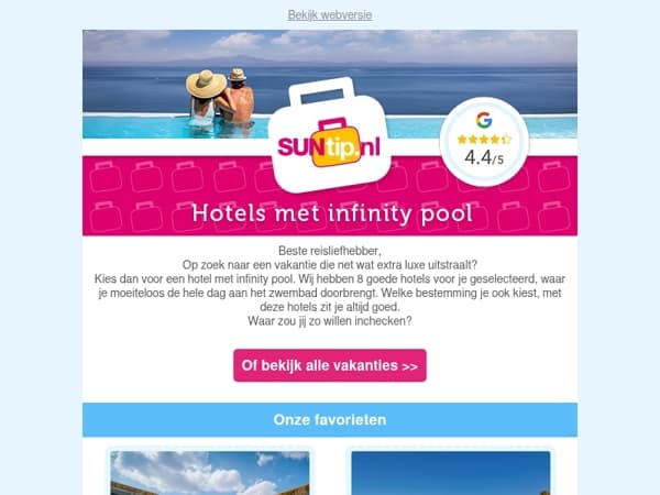 Hotels met infinity pool