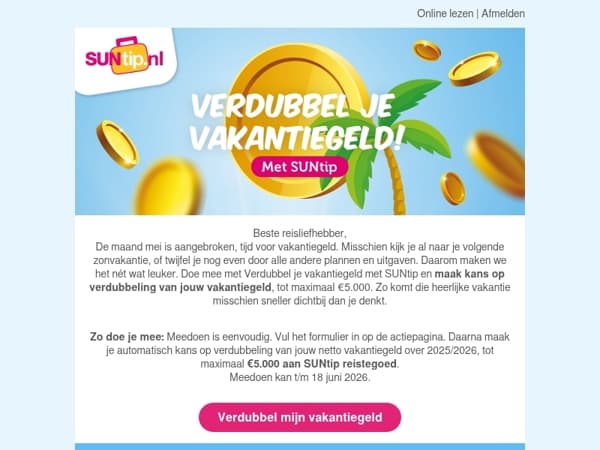 Verdubbel jouw vakantiegeld met SUNtip