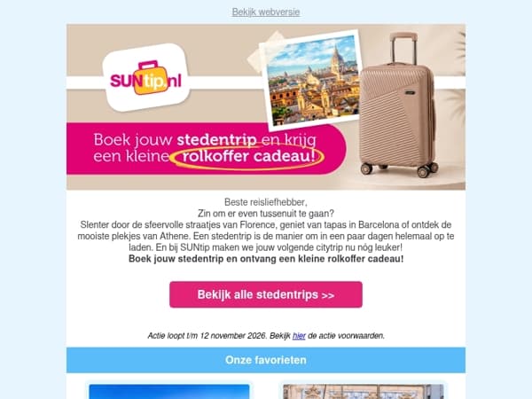 Gratis koffer bij jouw stedentrip!