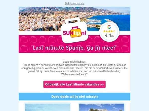 Last minute naar de Spaanse zon?