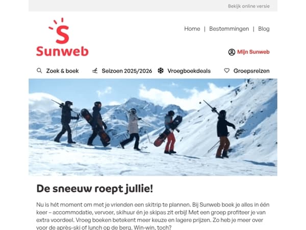 Wintersport met vrienden al gepland, Mail?