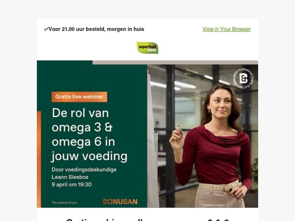 Gratis webinar: alles over Omega 3 & 6 - handige tips en weetjes