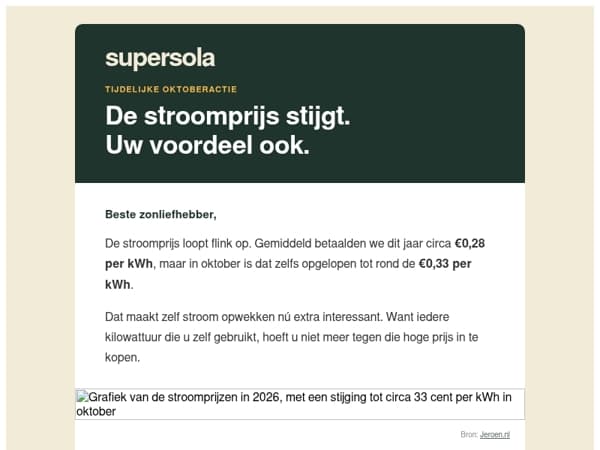 De stroomprijs stijgt. Uw voordeel ook.