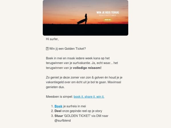 Win een golden ticket & verdien je reis terug! 