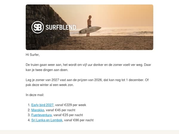 Nog 5 weken: zomer 2027 vanaf €229 per week...