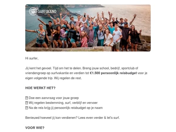 Tot €1.500 reisbudget cadeau: breng een groep, surf zelf NOG meer!