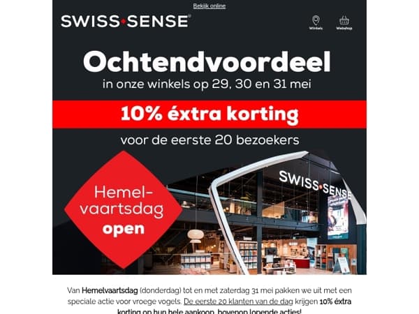 10% éxtra korting voor vroege bezoekers 👀