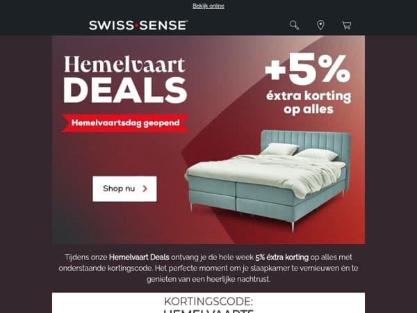 Hemelvaart deals | 5% éxtra korting op alles