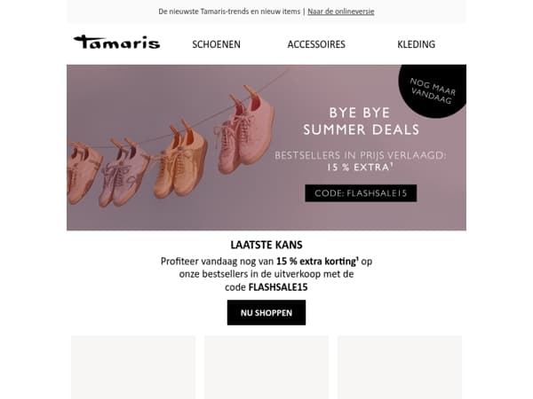 Alleen vandaag nog – 15 % extra korting op de bestsellers in de uitverkoop 🌞