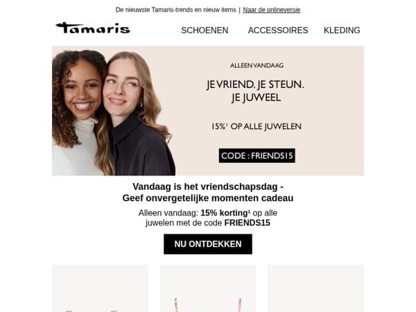 15% korting op  juwelen voor vriendschapsdag