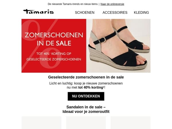 Tot 40% korting op geselecteerde zomerschoenen in de zomersale 👡