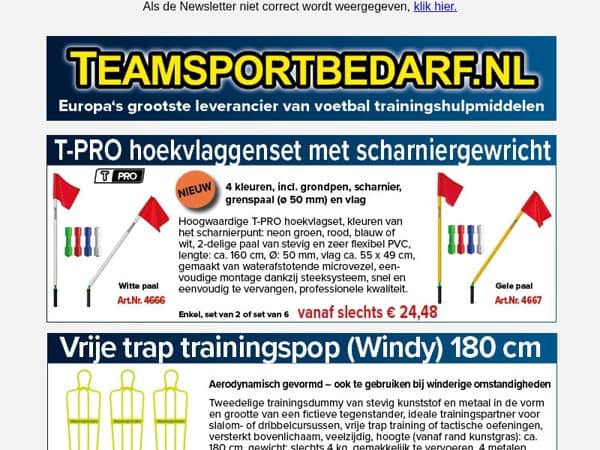 NIEUW! T-PRO hoekvlaggenset met scharnier (4 kleuren) - slechts € 24,90