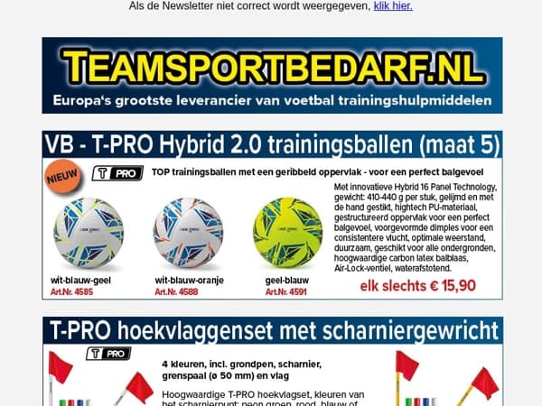 NIEUW! Voetbal - T-PRO Hybrid 2.0 trainingsballen - slechts € 15,90
