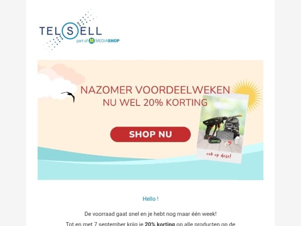 Nog maar één week 20% korting