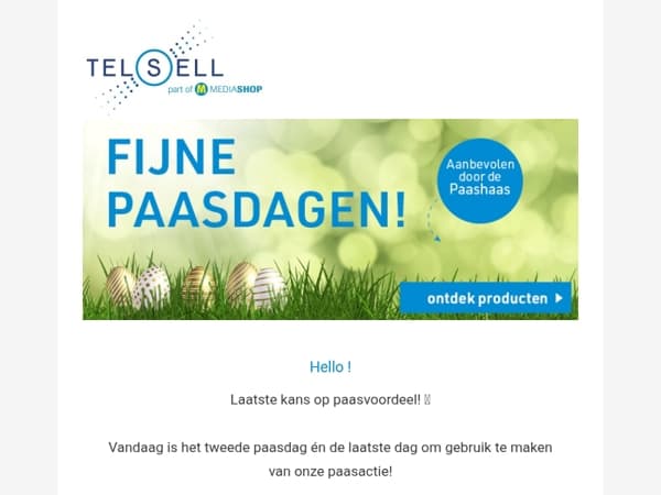 Laatste dag van onze paasdeals