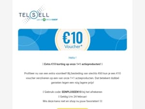 Extra 10 euro korting op 1+1 producten!