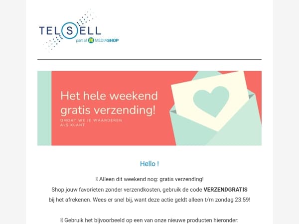 Gratis verzending bij elke bestelling!