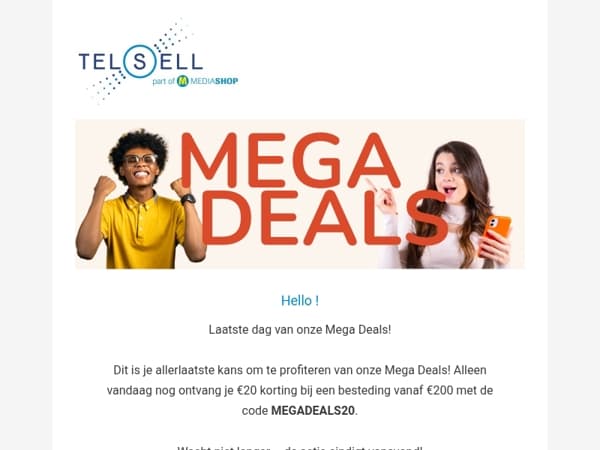Laatste dag van onze Mega Deals