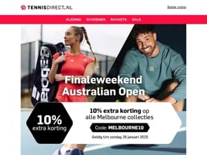 Finaleweekend Australian Open! Shop nu met 10% korting 🦘