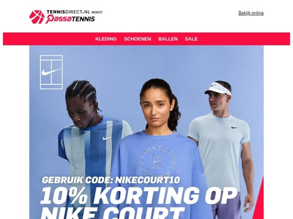 Nike Court nieuw binnen! 10% korting op alles van Nike!