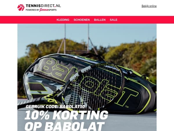 WEEKENDACTIE: 10% korting op alle Babolat rackets en tassen!