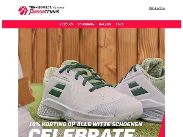 10% korting op alle witte tennisschoenen