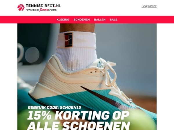 Tijd voor nieuwe tennisschoenen? Profiteer nu van 15% korting