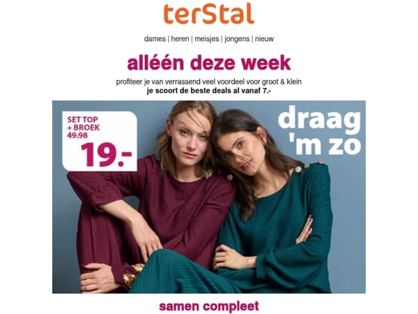 nieuwe weekacties 💕 truien 15.- & sets 19.-
