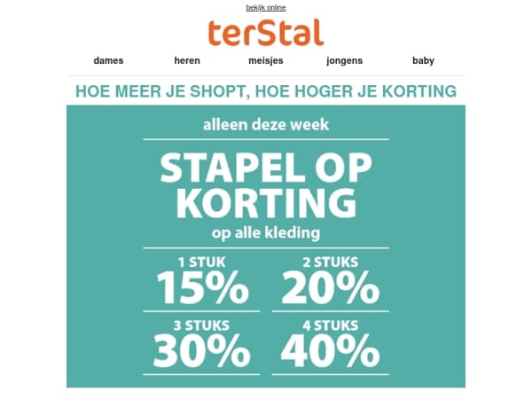 Stapel op korting: tot 40% op kleding