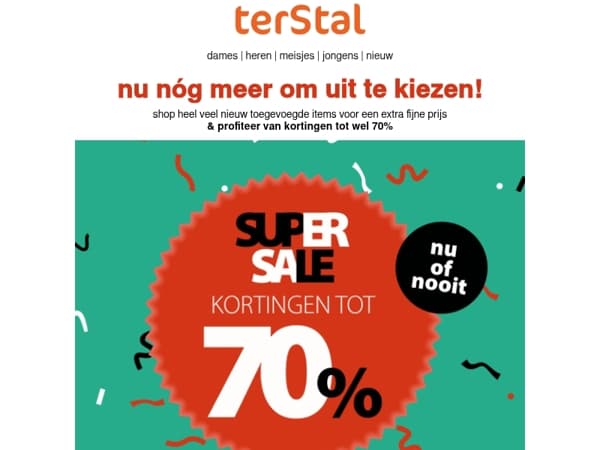 SUPER SALE 💥 nóg meer items toegevoegd, tot 70% korting