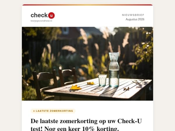 De laatste zomerkorting op uw Check-U test