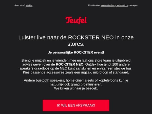 Kom langs en ervaar de ROCKSTER NEO!	