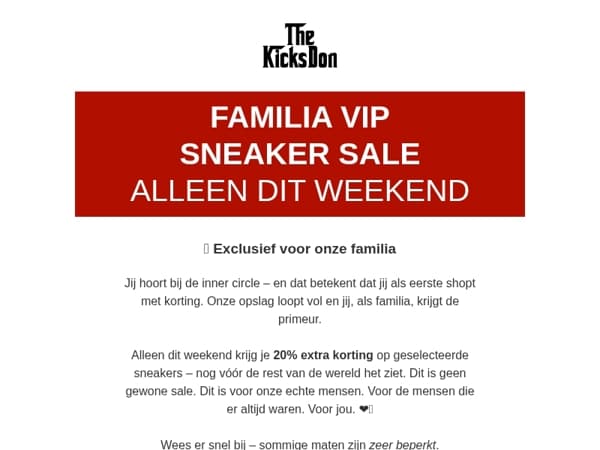 Familia only: als eerste toegang tot onze geheime sneaker sale 🔥