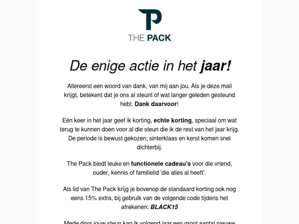 Korting Bij The Pack - Tot 50% Black Friday korting!